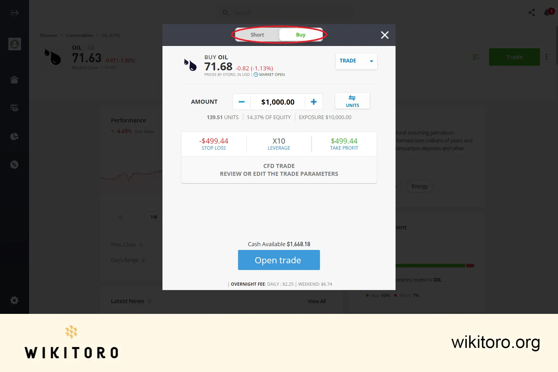 Buying crude oil on eToro